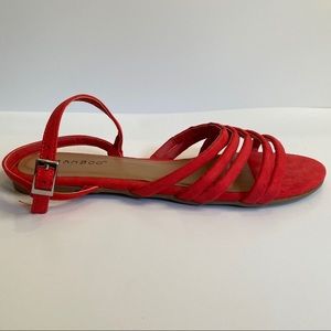 BAMBOO Red Suede Strappy Sandals